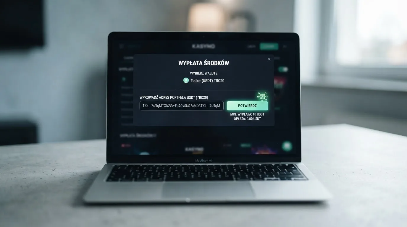 Zbliżenie na formularz wpłaty w kasynie online z polem na adres portfela kryptowalutowego BNB Smart Chain.