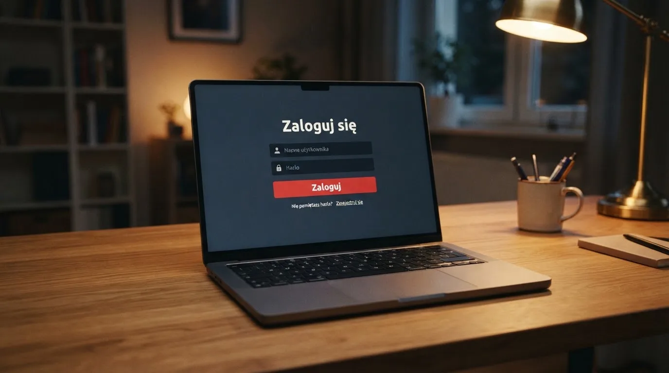 Strona logowania oficjalnej platformy Total Casino na ekranie laptopa, jedynego legalnego kasyna online w Polsce